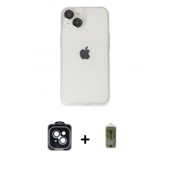 MARSİLYAN™- iPhone 14 Kılıf Ufuk Minimal Özel Seri - Siyah Joko Magic 5D Hayalet Cam + PVD Metal Kamera Lens - SH