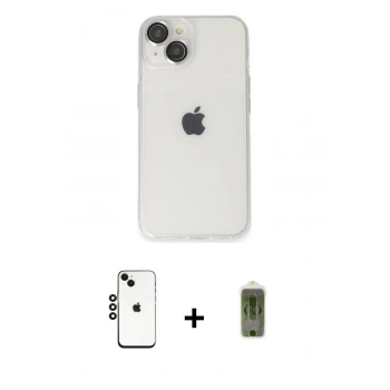 MARSİLYAN™- iPhone 14 Kılıf Ufuk Minimal Özel Seri - Siyah Joko Magic 5D Hayalet Cam + Shine Kamera Lens - SH