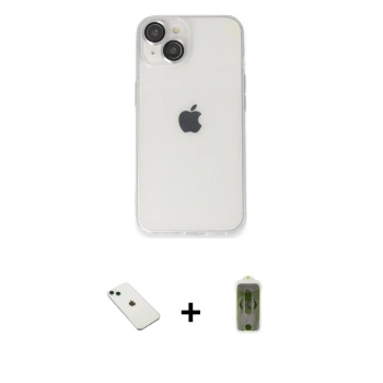 MARSİLYAN™- iPhone 14 Kılıf Ufuk Minimal Özel Seri - Siyah Joko Magic 5D Hayalet Cam + Diamond Kamera Lens - YL