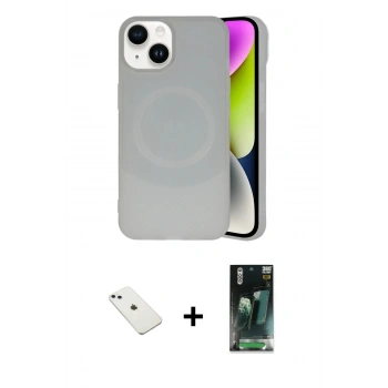 MARSİLYAN™- iPhone 14 Kılıf Ufuk Serisi - Şeffaf 360 Full Body Arka Koruyucu + Diamond Kamera Lens - SABE