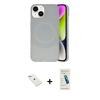MARSİLYAN™- iPhone 14 Kılıf Ufuk Serisi - Şeffaf Pasifik Cam Ekran Koruyucu + Diamond Kamera Lens - PE