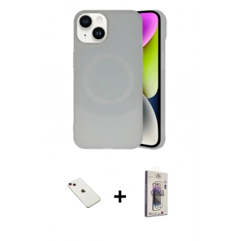 MARSİLYAN™- iPhone 14 Kılıf Ufuk Serisi - Siyah Bilvis 3D Cam Ekran Koruyucu + Diamond Kamera Lens - KI