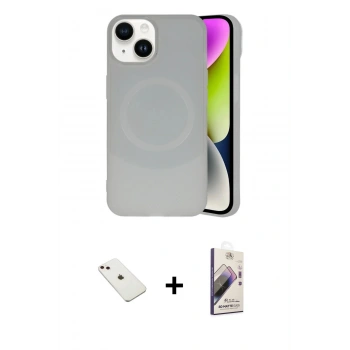 MARSİLYAN™- iPhone 14 Kılıf Ufuk Serisi - Siyah Bilvis 3D Mat Cam Ekran Koruyucu + Diamond Kamera Lens - PE