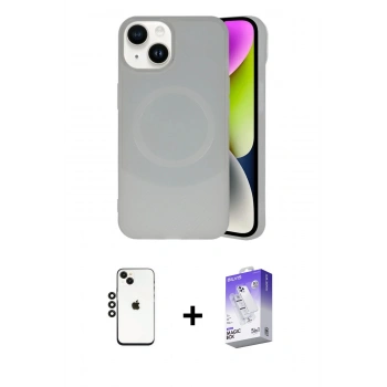 MARSİLYAN™- iPhone 14 Kılıf Ufuk Serisi - Siyah Bilvis 5in1 3D Magic Cam Ekran Koruyucu + Shine Kamera Lens - SH