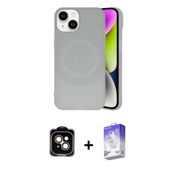 MARSİLYAN™- iPhone 14 Kılıf Ufuk Serisi - Siyah Bilvis 5in1 3D Magic Cam Ekran Koruyucu + PVD Metal Kamera Lens - TU