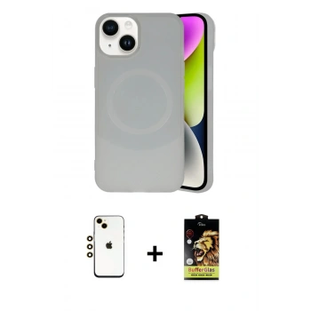 MARSİLYAN™- iPhone 14 Kılıf Ufuk Serisi - Siyah Buffer Cam Ekran Koruyucu + Shine Kamera Lens - GD