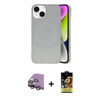 MARSİLYAN™- iPhone 14 Kılıf Ufuk Serisi - Siyah Buffer Cam Ekran Koruyucu + Raze Metal Kamera Lens - GS