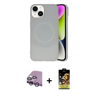 MARSİLYAN™- iPhone 14 Kılıf Ufuk Serisi - Siyah Buffer Cam Ekran Koruyucu + Raze Metal Kamera Lens - MR