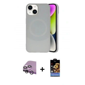 MARSİLYAN™- iPhone 14 Kılıf Ufuk Serisi - Siyah Buffer Hayalet Cam Ekran Koruyucu + Raze Metal Kamera Lens - MR