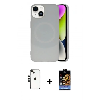 MARSİLYAN™- iPhone 14 Kılıf Ufuk Serisi - Siyah Buffer Hayalet Cam Ekran Koruyucu + Shine Kamera Lens - SH