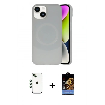 MARSİLYAN™- iPhone 14 Kılıf Ufuk Serisi - Siyah Buffer Hayalet Cam Ekran Koruyucu + Shine Kamera Lens - YL