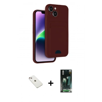 MARSİLYAN™- iPhone 14 Kılıf Vadi Çizgi Prime - Şeffaf 360 Full Body Arka Koruyucu + Diamond Kamera Lens - PE