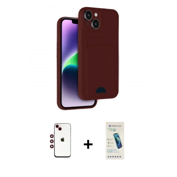 MARSİLYAN™- iPhone 14 Kılıf Vadi Çizgi Prime - Şeffaf Pasifik Cam Ekran Koruyucu + Shine Kamera Lens - KI