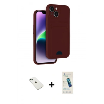 MARSİLYAN™- iPhone 14 Kılıf Vadi Çizgi Prime - Şeffaf Pasifik Cam Ekran Koruyucu + Diamond Kamera Lens - YL