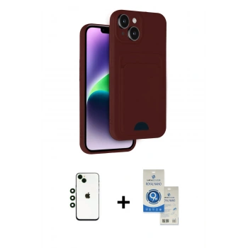 MARSİLYAN™- iPhone 14 Kılıf Vadi Çizgi Prime - Şeffaf Royal Nano Ekran Koruyucu + Shine Kamera Lens - YL