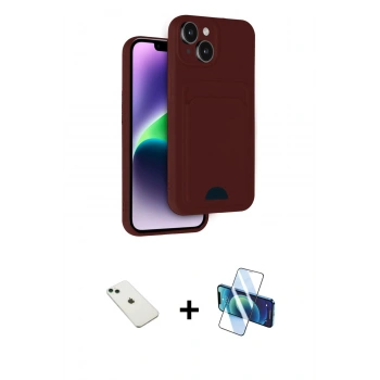 MARSİLYAN™- iPhone 14 Kılıf Vadi Çizgi Prime - Siyah 3D Antistatik Cam Ekran Koruyucu + Diamond Kamera Lens - YL