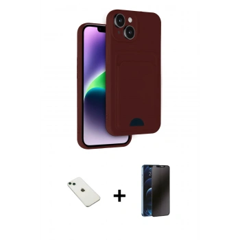 MARSİLYAN™- iPhone 14 Kılıf Vadi Çizgi Prime - Siyah 3D Antistatik Hayalet Cam Ekran Koruyucu + Diamond Kamera Lens - YL