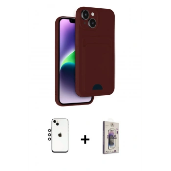MARSİLYAN™- iPhone 14 Kılıf Vadi Çizgi Prime - Siyah Bilvis 3D Cam Ekran Koruyucu + Shine Kamera Lens - GS