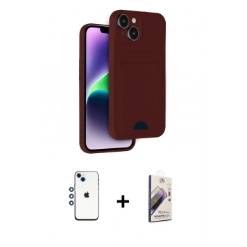 MARSİLYAN™- iPhone 14 Kılıf Vadi Çizgi Prime - Siyah Bilvis 3D Mat Cam Ekran Koruyucu + Shine Kamera Lens - MI