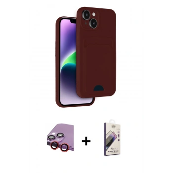 MARSİLYAN™- iPhone 14 Kılıf Vadi Çizgi Prime - Siyah Bilvis 3D Mat Cam Ekran Koruyucu + Raze Metal Kamera Lens - KI