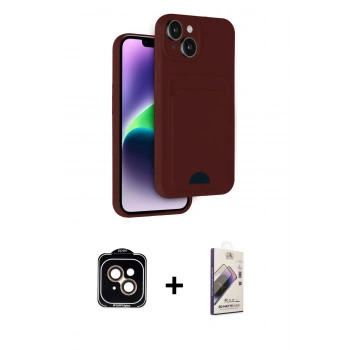 MARSİLYAN™- iPhone 14 Kılıf Vadi Çizgi Prime - Siyah Bilvis 3D Mat Cam Ekran Koruyucu + PVD Metal Kamera Lens - TU
