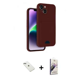 MARSİLYAN™- iPhone 14 Kılıf Vadi Çizgi Prime - Siyah Bilvis 3D Mat Cam Ekran Koruyucu + Diamond Kamera Lens - YL