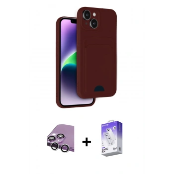 MARSİLYAN™- iPhone 14 Kılıf Vadi Çizgi Prime - Siyah Bilvis 5in1 3D Magic Cam Ekran Koruyucu + Raze Metal Kamera Lens - GS