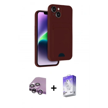 MARSİLYAN™- iPhone 14 Kılıf Vadi Çizgi Prime - Siyah Bilvis 5in1 3D Magic Cam Ekran Koruyucu + Raze Metal Kamera Lens - MR