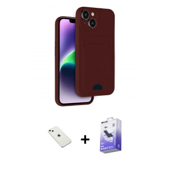 MARSİLYAN™- iPhone 14 Kılıf Vadi Çizgi Prime - Siyah Bilvis 5in1 5D Magic Hayalet Cam Ekran Koruyucu + Diamond Kamera Lens - SABE