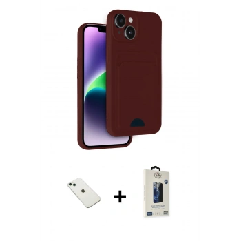MARSİLYAN™- iPhone 14 Kılıf Vadi Çizgi Prime - Siyah Bilvis Hayalet Cam Ekran Koruyucu + Diamond Kamera Lens - YL