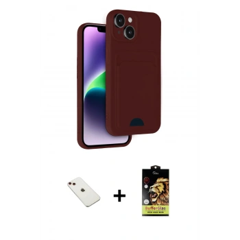 MARSİLYAN™- iPhone 14 Kılıf Vadi Çizgi Prime - Siyah Buffer Cam Ekran Koruyucu + Diamond Kamera Lens - KI
