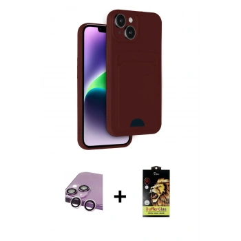 MARSİLYAN™- iPhone 14 Kılıf Vadi Çizgi Prime - Siyah Buffer Cam Ekran Koruyucu + Raze Metal Kamera Lens - MR