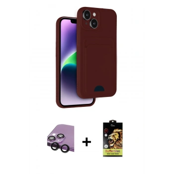 MARSİLYAN™- iPhone 14 Kılıf Vadi Çizgi Prime - Siyah Buffer Cam Ekran Koruyucu + Raze Metal Kamera Lens - SH