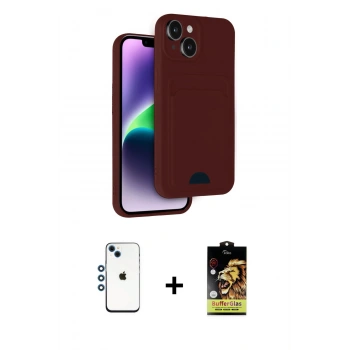 MARSİLYAN™- iPhone 14 Kılıf Vadi Çizgi Prime - Siyah Buffer Cam Ekran Koruyucu + Shine Kamera Lens - MI