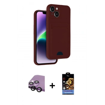 MARSİLYAN™- iPhone 14 Kılıf Vadi Çizgi Prime - Siyah Buffer Hayalet Cam Ekran Koruyucu + Raze Metal Kamera Lens - SH