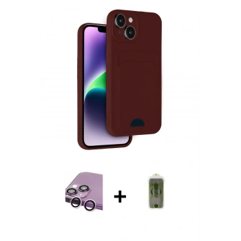 MARSİLYAN™- iPhone 14 Kılıf Vadi Çizgi Prime - Siyah Joko Magic 5D Hayalet Cam + Raze Metal Kamera Lens - MR