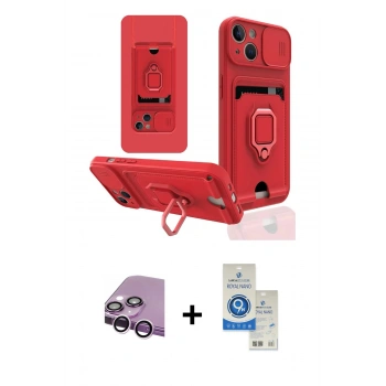 MARSİLYAN™- iPhone 14 Kılıf Vadi Form Prime - Şeffaf Royal Nano Ekran Koruyucu + Raze Metal Kamera Lens - MR