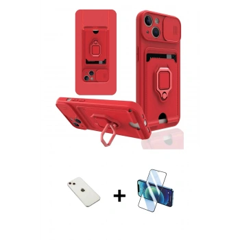 MARSİLYAN™- iPhone 14 Kılıf Vadi Form Prime - Siyah 3D Antistatik Cam Ekran Koruyucu + Diamond Kamera Lens - PE