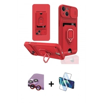 MARSİLYAN™- iPhone 14 Kılıf Vadi Form Prime - Siyah 3D Antistatik Cam Ekran Koruyucu + Raze Metal Kamera Lens - KI