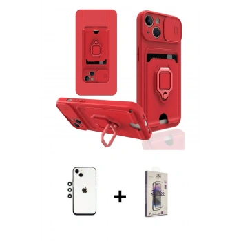MARSİLYAN™- iPhone 14 Kılıf Vadi Form Prime - Siyah Bilvis 3D Cam Ekran Koruyucu + Shine Kamera Lens - GS