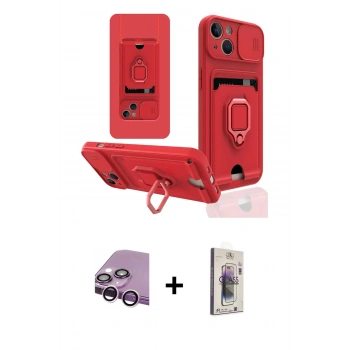 MARSİLYAN™- iPhone 14 Kılıf Vadi Form Prime - Siyah Bilvis 3D Cam Ekran Koruyucu + Raze Metal Kamera Lens - MR