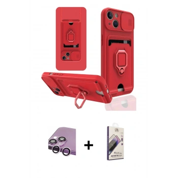 MARSİLYAN™- iPhone 14 Kılıf Vadi Form Prime - Siyah Bilvis 3D Mat Cam Ekran Koruyucu + Raze Metal Kamera Lens - MR