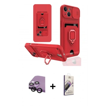 MARSİLYAN™- iPhone 14 Kılıf Vadi Form Prime - Siyah Bilvis 3D Mat Cam Ekran Koruyucu + Raze Metal Kamera Lens - SH