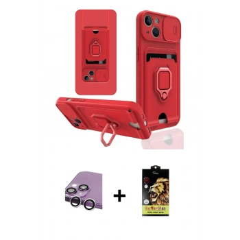 MARSİLYAN™- iPhone 14 Kılıf Vadi Form Prime - Siyah Buffer Cam Ekran Koruyucu + Raze Metal Kamera Lens - GS