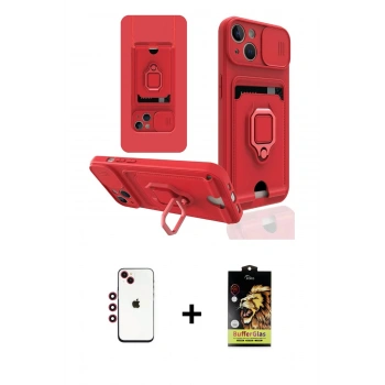 MARSİLYAN™- iPhone 14 Kılıf Vadi Form Prime - Siyah Buffer Cam Ekran Koruyucu + Shine Kamera Lens - KI