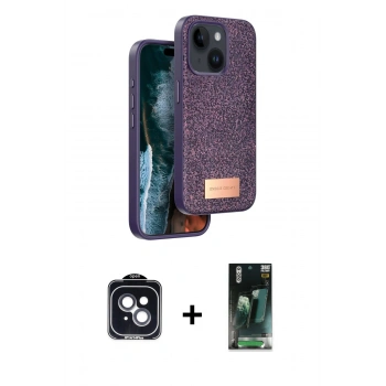 MARSİLYAN™- iPhone 14 Kılıf Vadi Klasik Serisi - Şeffaf 360 Full Body Arka Koruyucu + PVD Metal Kamera Lens - SH