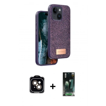 MARSİLYAN™- iPhone 14 Kılıf Vadi Klasik Serisi - Şeffaf 360 Full Body Arka Koruyucu + PVD Metal Kamera Lens - TU