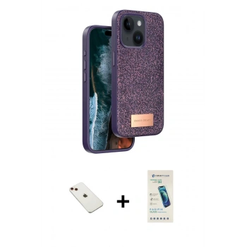 MARSİLYAN™- iPhone 14 Kılıf Vadi Klasik Serisi - Şeffaf Pasifik Cam Ekran Koruyucu + Diamond Kamera Lens - KI