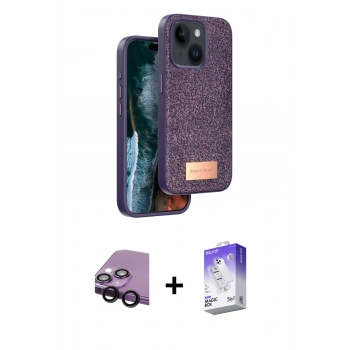 MARSİLYAN™- iPhone 14 Kılıf Vadi Klasik Serisi - Siyah Bilvis 5in1 3D Magic Cam Ekran Koruyucu + Raze Metal Kamera Lens - SH