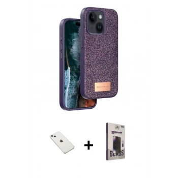 MARSİLYAN™- iPhone 14 Kılıf Vadi Klasik Serisi - Siyah Bilvis Hayalet Cam Ekran Koruyucu + Diamond Kamera Lens - SABE